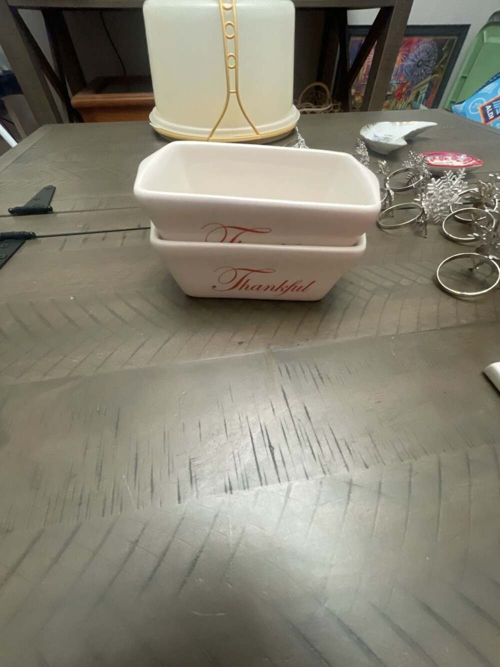 Celebrate It Mini Loaf Pan Thankful Ceramic Bakeware White Set of 2